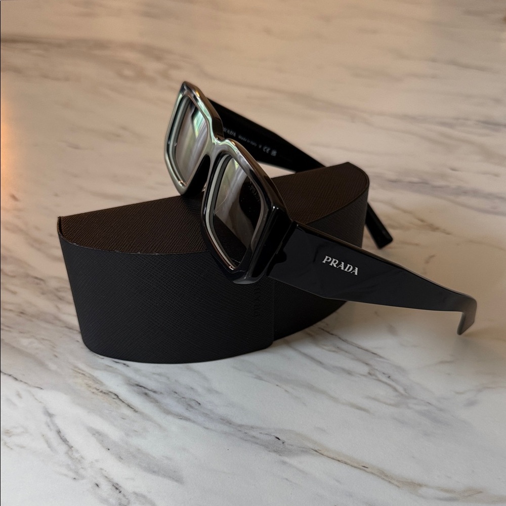 Prada PR 06YS Men's Black Rectangular Glasses